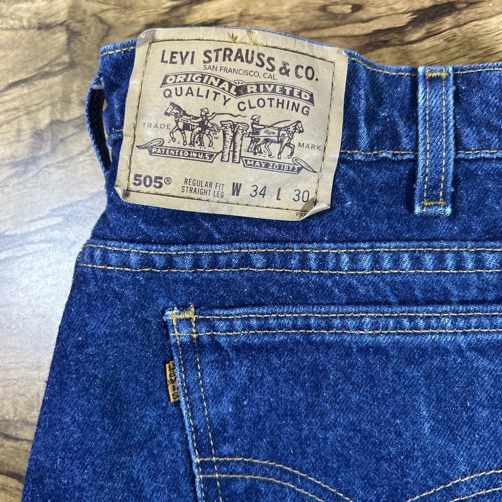 Vintage Levi's 505 Jeans Men's 34x30 Regular Fit Straight Leg Orange Tab 90s - Picture 3 of 9